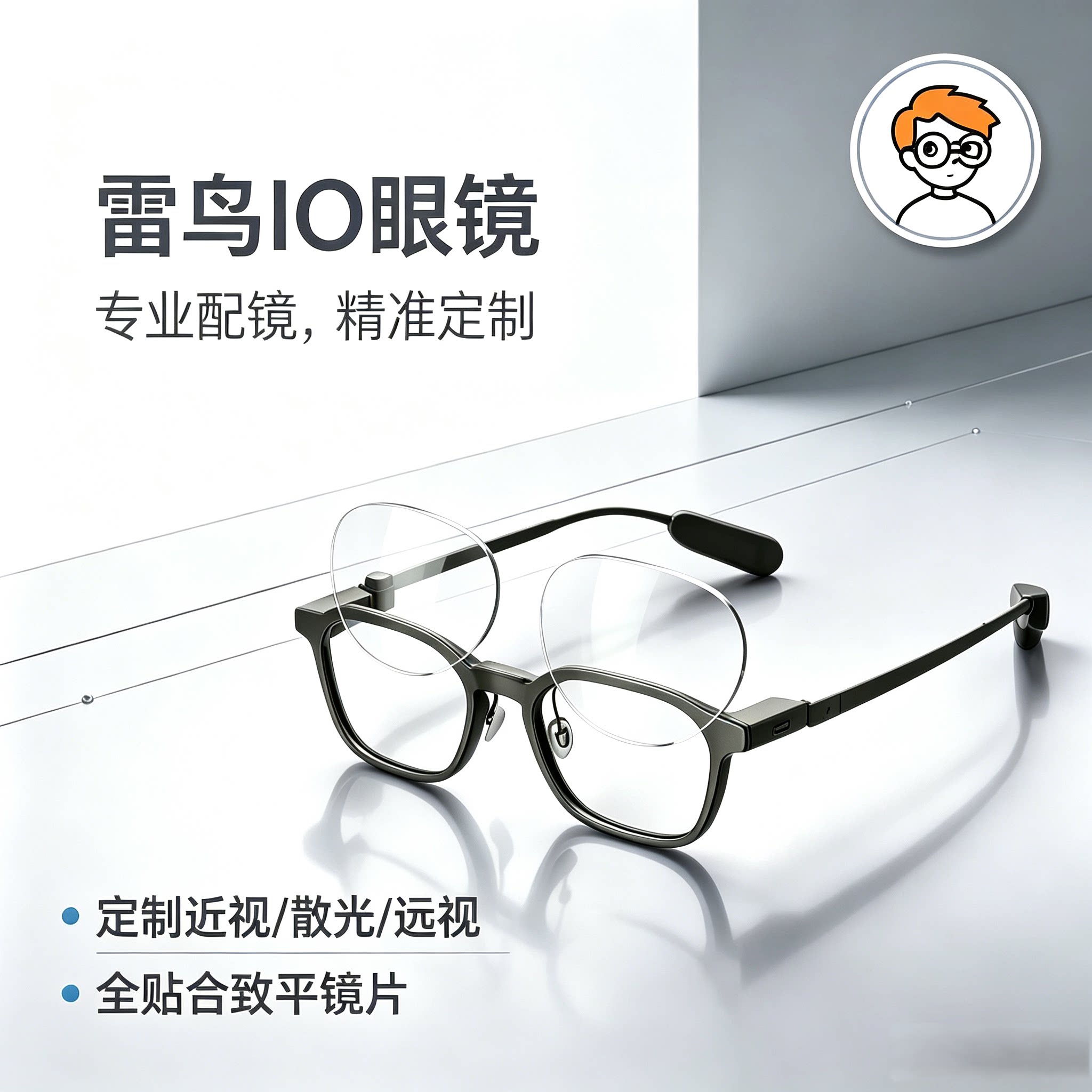 雷鸟IO智能AI眼镜配镜片雷鸟iO近视散光防蓝光渐进致平镜片定制