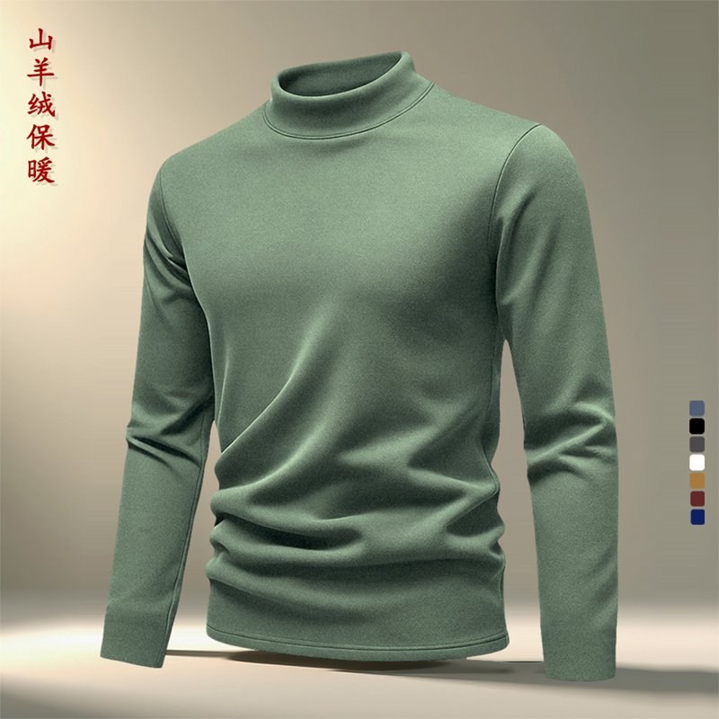 半高领羊绒蛋白t恤保暖上衣男