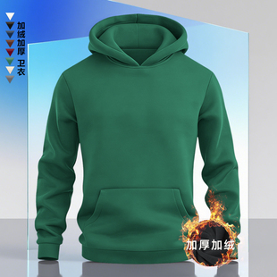 新款橄榄绿色重磅百搭潮流纯色宽松连帽衫加绒加厚美式卫衣男女款