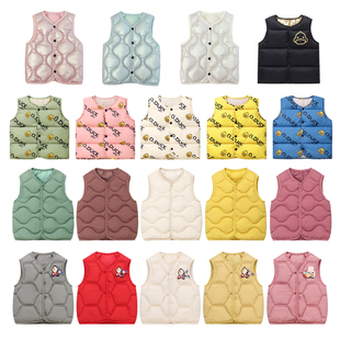 3秋冬保暖儿童棉马甲卡通印花婴幼儿坎肩中小男女童保暖棉背心