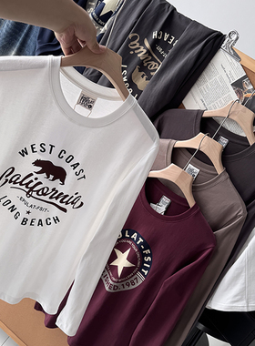 美式阿美咔叽风！秋季新品全棉水洗透气长袖打底衫25324