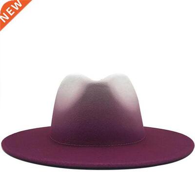 Women Men Wool Vintage Trilby Felt Fedora Hat With Wide Brim