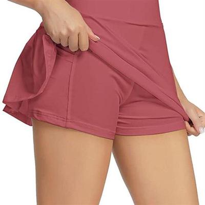 Women Tennis Skorts Sport Athletic Yoga Shorts Skirt Solid C