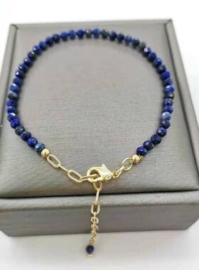 Faceted Lapis Lazuli Bracelet cate Adjustable 14K Gold Fille