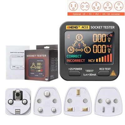 Digital Socket Tester Voltage Test US/UK/EU/AU Plug Ground Z