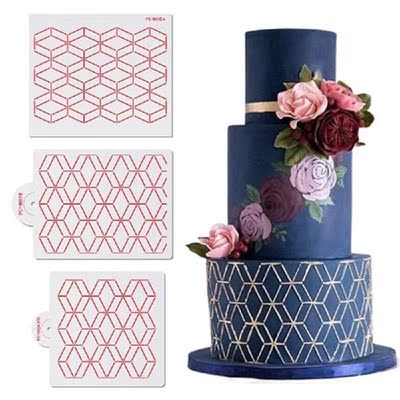 Geometric Rhombus Pattern Cake Stencil Lace Cake Border