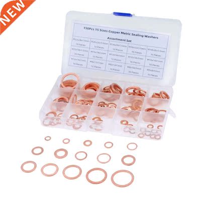 150PCS Copper Washer Gasket Nut and Bolt Set Flat Ring Seal