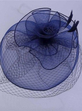 Net yarn feather flower stae hat the bride weddin dress