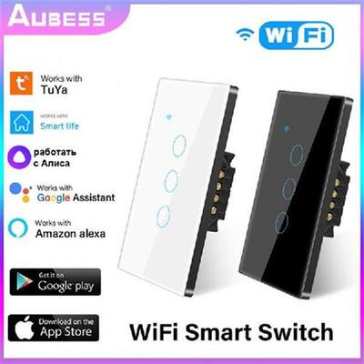 Aubess Tuya Wifi Smart Touch Switch AC100-250V 1/2/3/4 Way