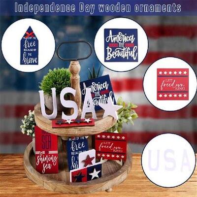 1 Set Reusable Tray Decoration Burr Free Wooden USA Flag
