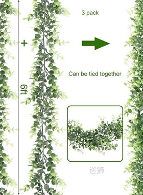 3 Pack Artificial Eucalyptus Garland, Faux Vines Greenery Ga