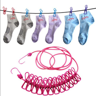 Elastic Washing Line With 12 Clips Travel Portable