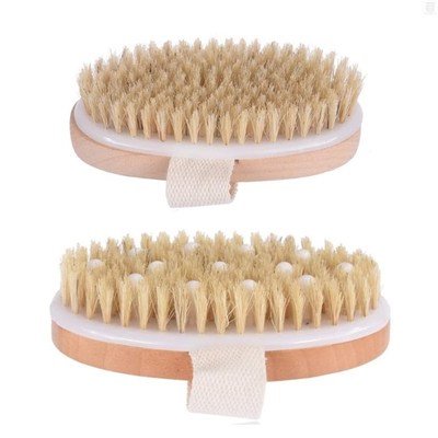 Natural Bristle Bath Brush Exfoliating Wooden Body Massage