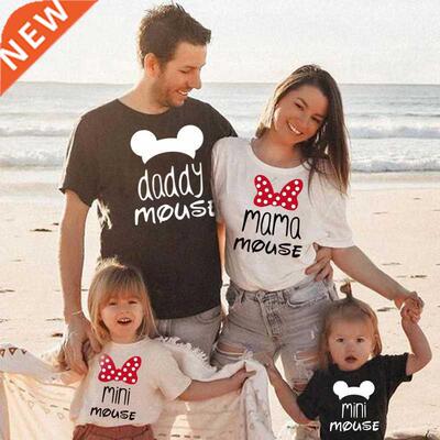 Family Look Cotton T-shirt Mommy and Me Clothes father girls