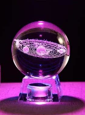 Engraved Glass Globe With Night Light Crystal Ornament