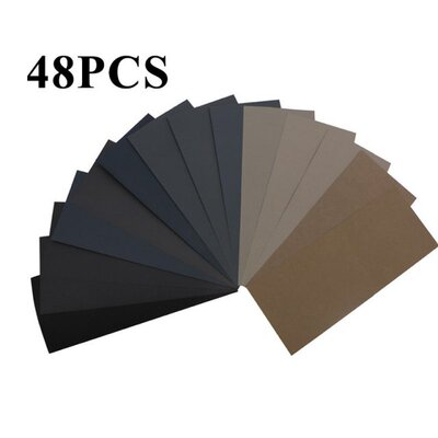 48Pcs 96x229mm Sandpaper Set Sanding Paper Water Abrasive Sa