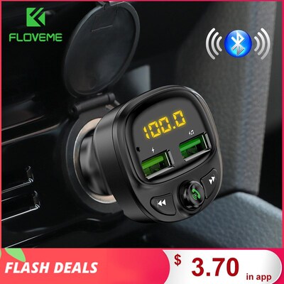 FLOVEME 3.4A Fast Car Charger Fm Transmitter Bluetooth Dual