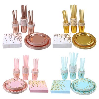 Disposable Plates Paper Cups Straws Party Tableware Bride To