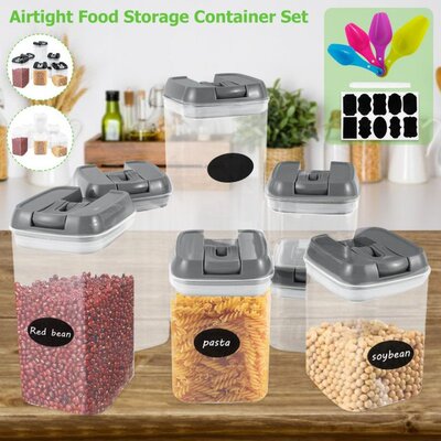 7 pcs Food Storage Container Jar Set Kitchen Refrigerator No