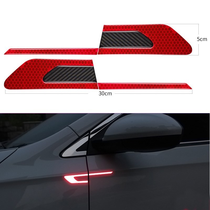 2pcs Auto Reflective Stickers Warning Tape Bumper Reflective