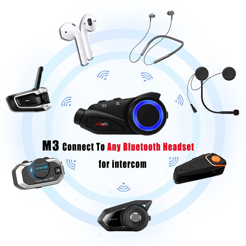 Maxto M3 Waterproof Group 6 Riders Helmet Intercom Motorcycl
