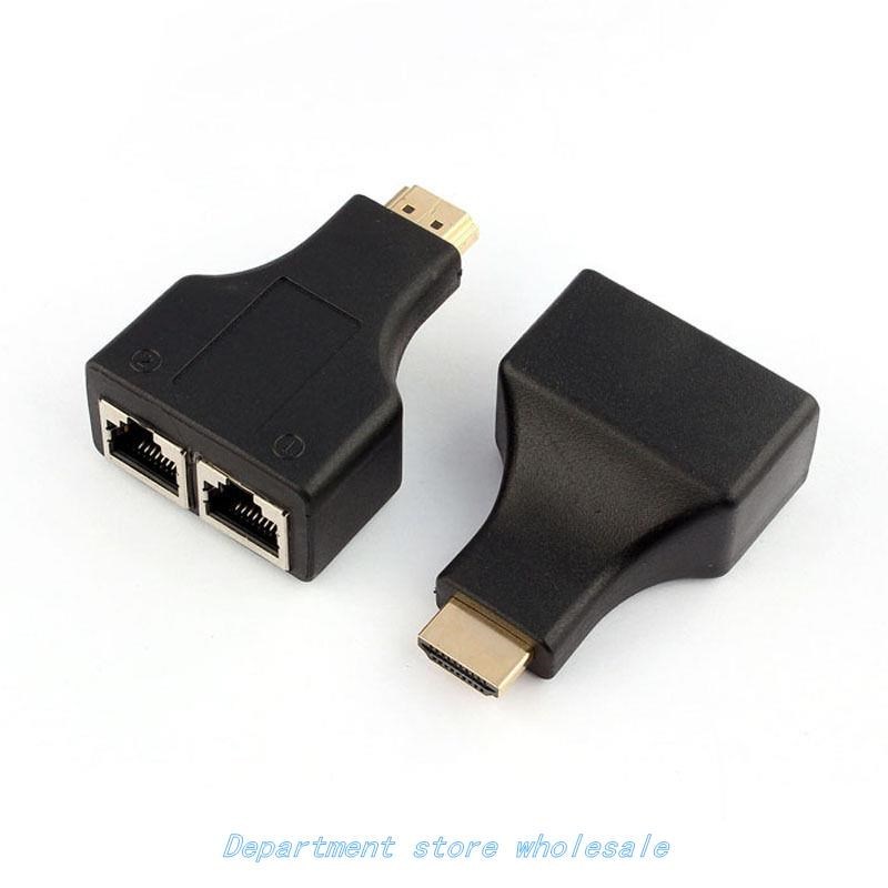 HDMI To Dual Port RJ45 Network Cable Extender Over by Cat 5e