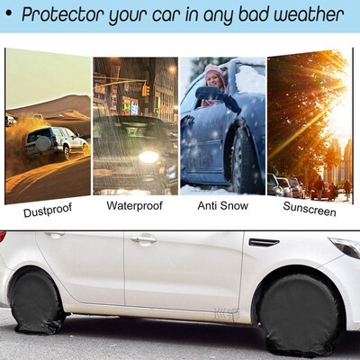 4pcs Car Wheel Tire Covers 80*30cm Black 210D Oxford cloth T
