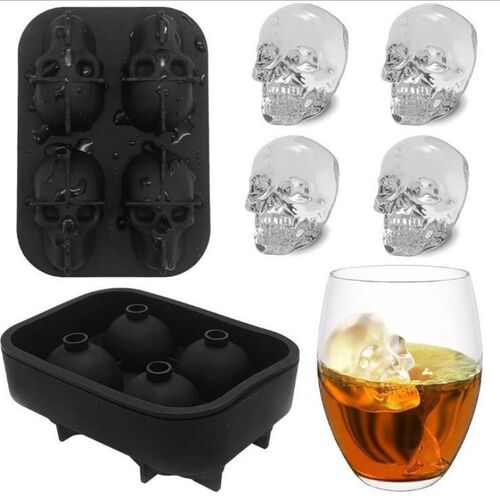 Mold-Tray Ice-Cube-Maker Skull Makes Round Silicone  Bl