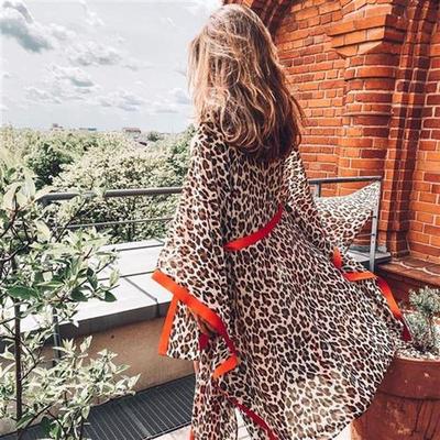 2021 Women Swimsuit Cover Up Sleeve Beach Tunic Dress Robe D