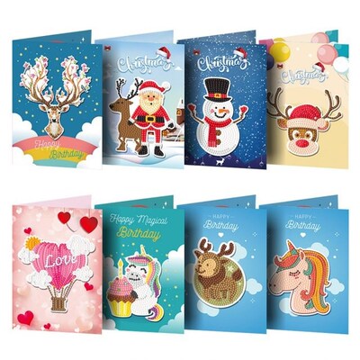 8pcs/Set 5D DIY Diamond Painting Christmas Card Kits Special