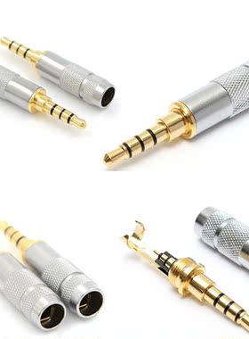 4 Pole 3.5mm Stereo Headphone Male Plug Jack Audio Solders