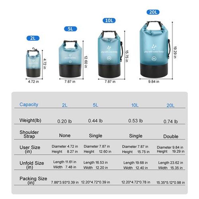 Outdoor Dry Sack Floating Waterproof Bag 2L/5L/10L/20L for B