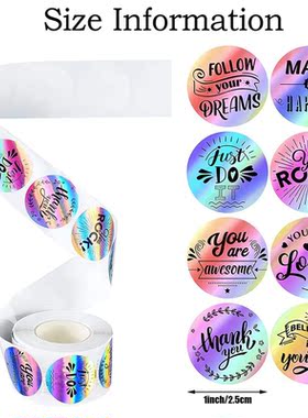 50-500pcs Holographic Rainbow Reward Stickers Thank You Lase