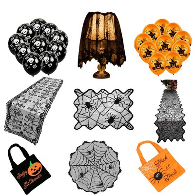 Lamp Shades Black Lace Spider Web Table Runner Fireplace