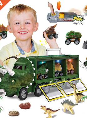 Dinosaur Transport Toy Truck Pull Back Vehicles Dino Contain
