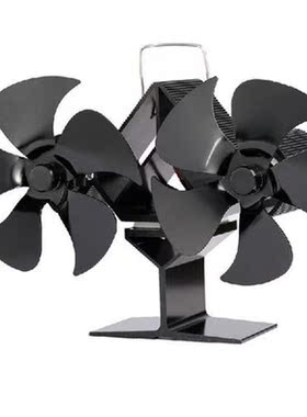 Black Fireplace Fan Doubleheaded Heat Powered Stove Fan Log
