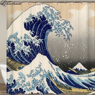Japanese Bath shower curtain The Great Wave off Kanagawa Sho