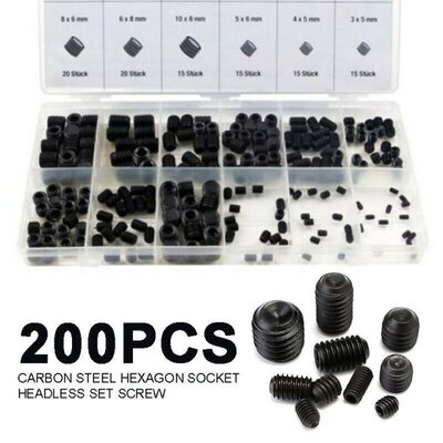 200pcs Headless Set Grub Screw Hardware Accessories M3-M10 B