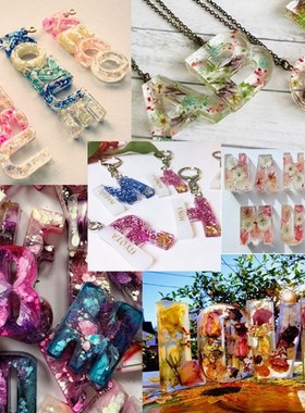 Crystal Epoxy Resin Mold Alphabet 26 Letters Pendants Castin