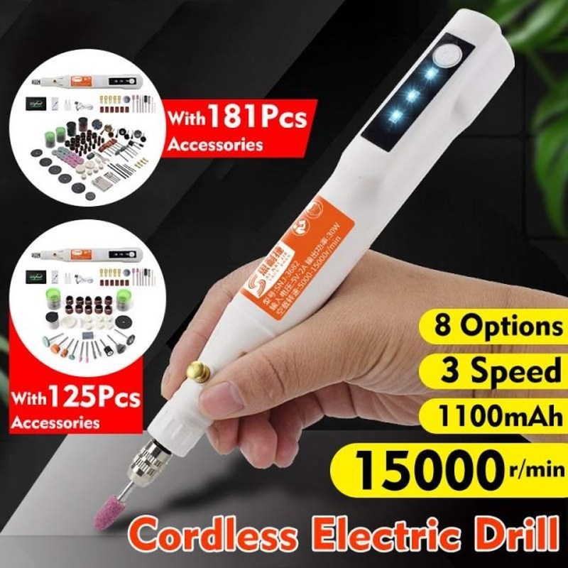 105/125/161/181Pcs Mini Cordless Electric Grinder Drill 3 Sp