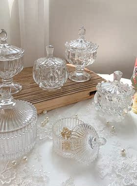 Light French luxury ins glass jewelry boxes retro anaglyph