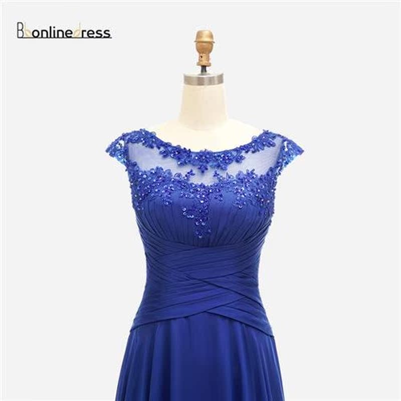 Bbonlindress Royal Blue Evening Dress Lace Pleat Chiffon A