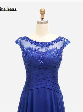 Bbonlindress Royal Blue Evening Dress Lace Pleat Chiffon A