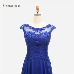 Bbonlindress Royal Blue Evening Dress Lace Pleat Chiffon A