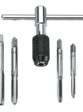 6pcs M3-M8 Tap Drill Set T Handle Ratchet Tap Wrench Machini