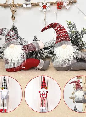 Santa Claus Elk Windows Christmas Curtain Decor Merry Christ