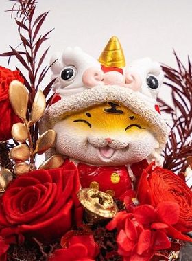 Immortal Flower Glass Cover Finished Spring Festival Tiger