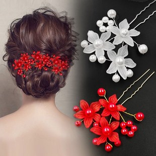 Studio bride wedding dress hairpin red headdress Wedding Toa