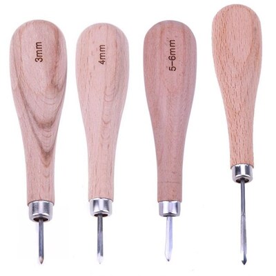 1pcs  Leather Craft Wooden Diamond Rhombus Awl Sewing Handle