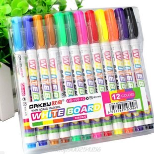 12Pcs 12 Colors White Board Maker Pen Whiteboard Marker Liqu